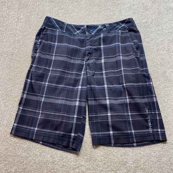 O'Neill Men's Black Plaid Shorts Size 34 Polyester Elastane - Picture 1 of 10